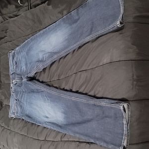 Gently used Men's Express dark blue slim straight jeans 38x32